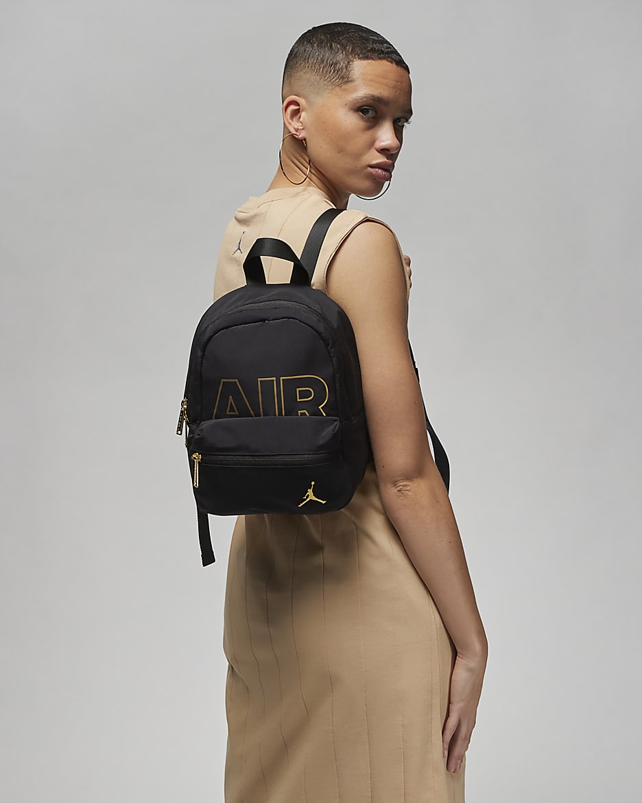Jordan Black and Gold Backpack Medium Backpack. Nike JP